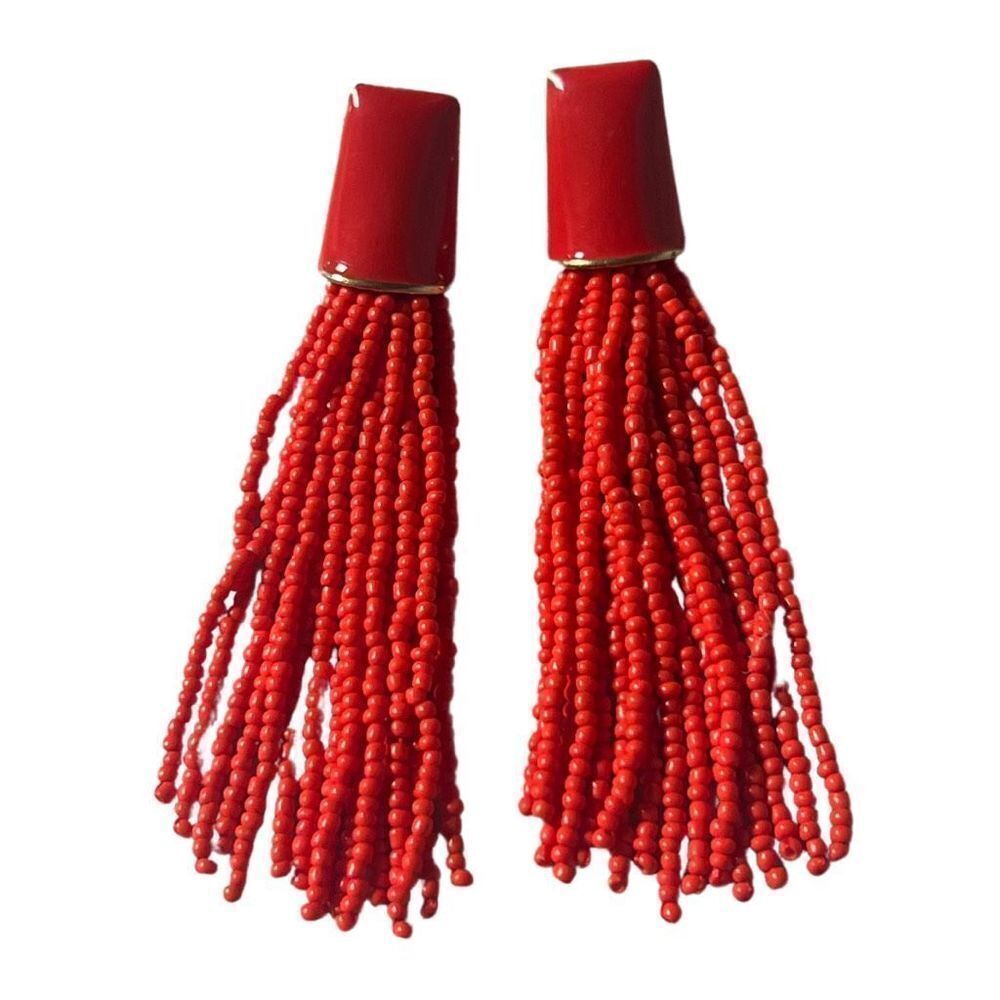 Baublebar Sugar Fix Red Beaded Tassel Dangle Earrings for Pierced Ears